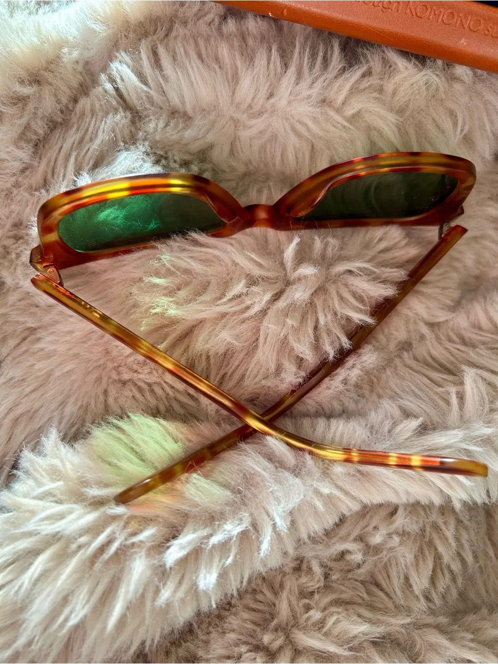 Komono Tortoiseshell Sunglasses w/ Green Lenses (made in Belgium) + case & cloth